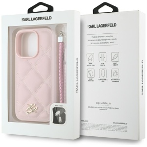 Husa pentru iPhone 16 Pro - Karl Lagerfeld Quilted Initial Logo & Chain Strap (KLHCP16LPSQSKLSMSP) - Pink - Img 7