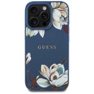 Husa pentru iPhone 16 Pro Max - Guess Grained Flowers MagSafe (GUHMP16XPGNMPLMB) - Blue - Img 2