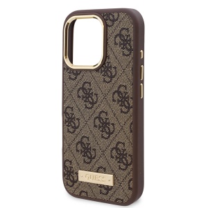 Husa pentru iPhone 16 Pro Max - Guess Hardcase 4G Logo Plate MagSafe (GUHMP16XU4GPRK) - Black - Img 5