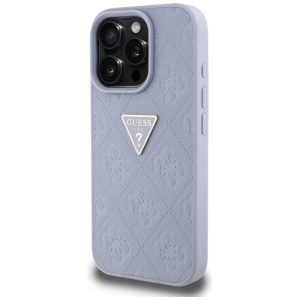 Husa pentru iPhone 16 Pro Max - Guess Leather Hot Stamp 4G Pattern Triangle Metal Logo (GUHCP16XPGP4STRU) - Light Purple - Img 2
