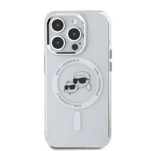 Husa pentru iPhone 16 Pro Max - Karl Lagerfeld IML MagSafe (KLHMP16XHLSKCH) - White Metal Karl&Choupette Head - Img 2