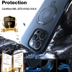 Husa pentru iPhone 16 Pro Max - Torras Ostand Spin Series - Black - Img 2
