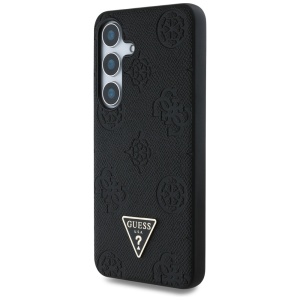Husa pentru Samsung Galaxy S25 - Guess Peony Grained Hot Stamp Triangle Logo MagSafe (GUHMS25SPGBTMK) - Black - Img 2
