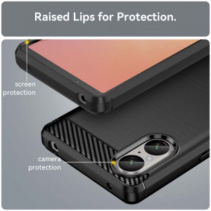 Husa pentru Sony Xperia 5 V - Techsuit Carbon Silicone - Black - Img 5