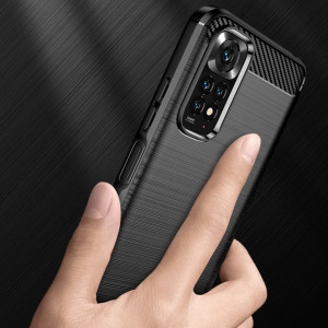 Husa pentru Xiaomi Redmi Note 11 / Note 11S - Techsuit Carbon Silicone - Black - Img 5