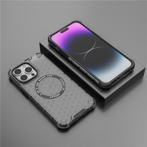 Husa transparenta pentru iPhone 14 Pro - Techsuit HoneyComb Shield MagSafe - Black - Img 6