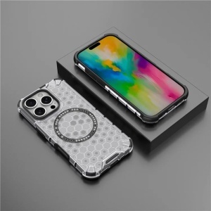 Husa transparenta pentru iPhone 16 Pro Max - Techsuit HoneyComb Shield MagSafe - White - Img 6