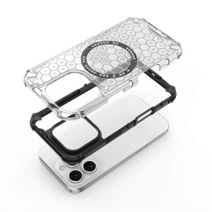 Husa transparenta pentru iPhone 16 Pro - Techsuit HoneyComb Shield MagSafe - Black - Img 4