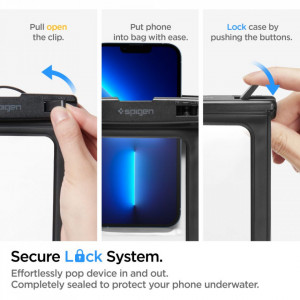 Husa universala pentru telefon - Spigen Waterproof Case A601 - Black - Img 5