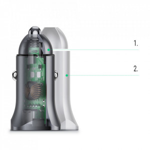 Incarcator Auto 2xUSB-A, 24W, 4.8A - Ugreen (30780) - Space Gray - Img 2