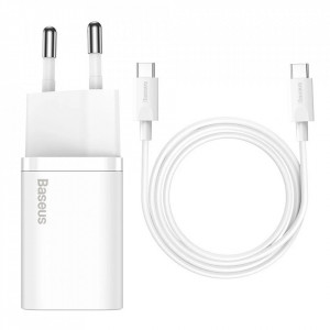 Incarcator rapid Baseus Super Si 1x USB-C 25W cablu USB-C inclus Alb