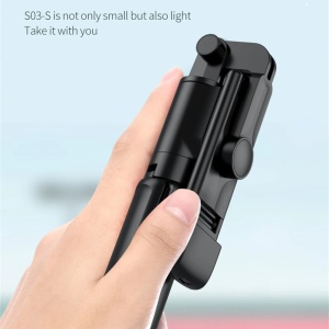 Mini Selfie Stick cu Telecomanda, LED, 67cm - Techsuit (S03-S) - Black - Img 4
