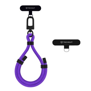 Snur pentru Telefon, Carabina, Ajustabil, Nailon Impletit, Universal - Techsuit Rope Wrist Strap (RWS1-26-34) - Cosmic Violet