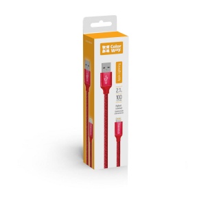 Cablu Date, USB la Lightning, 2.1A, 1m - ColorWay (CW-CBUL004-RD) - Red - Img 2