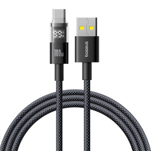 Cablu de Date cu Afisaj Digital, USB la Type-C, 100W, 1m - Baseus Display 2 (P10382701121-00) - Cosmic Black
