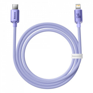 Cablu de Date Type-C la Lightning 20W, 2m - Baseus Crystal Shine (CAJY000305) - Purple - Img 3