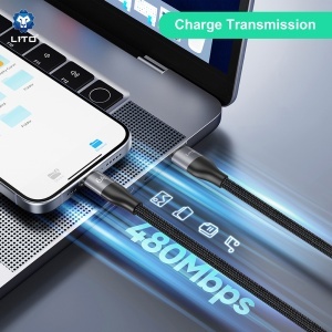 Cablu de Date Type-C la Type-C, Fast Charging, 480Mbps, 100W, 2m - Lito (LD25CC) - Grey - Img 7