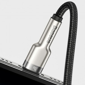 Cablu USB la Lightning, 2.4A, 480Mbps, 25cm - Baseus Cafule Series Metal (CALJK-01) - Black - Img 6