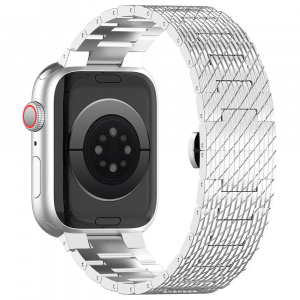 Curea pentru Apple Watch 1/2/3/4/5/6/7/8/9/10/SE/SE 2 (38/40/41/42mm) - Techsuit Watchband (W052) - Silver - Img 3