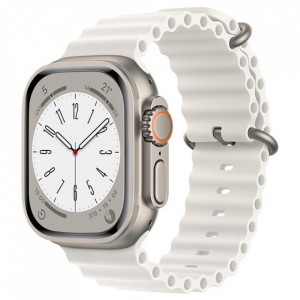 Curea pentru Apple Watch 1/2/3/4/5/6/7/8/9/10/SE/SE 2 (38/40/41/42mm) - Techsuit Watchband (W038) - White