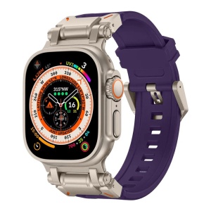 Curea pentru Apple Watch 1/2/3/4/5/6/7/8/9/10/SE/SE 2/Ultra/Ultra 2 (42/44/45/46/49mm) - Techsuit Watchband (W064) - Titanium Silver Purple