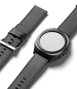 Curea pentru Fossil Hybrid 24mm / Mobvoi TicWatch Pro 5 / Suunto 9 / Suunto 9 Baro / Suunto D5 - Ringke Leather One Basic Bold - Black - Img 2