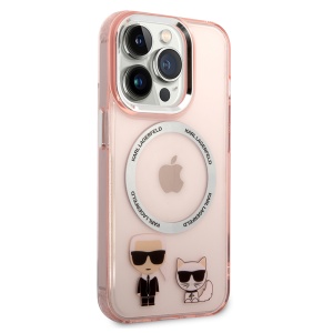 Husa iPhone 14 Pro - Karl Lagerfeld Hardcase MagSafe (KLHMP14LHKCP) - Pink Karl & Choupette Aluminium - Img 2