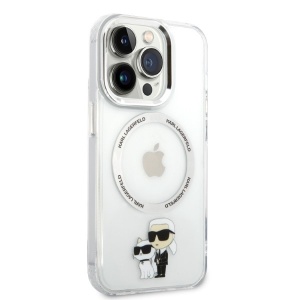 Husa iPhone 14 Pro - Karl Lagerfeld Hardcase MagSafe (KLHMP14LHNKCIT) - Transparent Iconic Karl&Choupette - Img 7