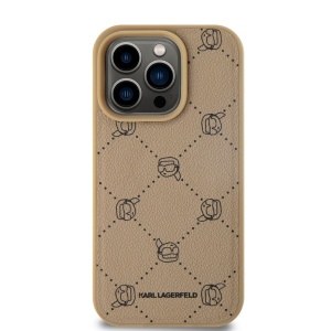 Husa iPhone 15 Pro Max - Karl Lagerfeld Leather MagSafe (KLHMP15XPGKHPHE) - Beige Karl Heads - Img 3