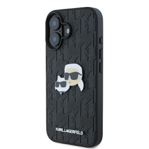 Husa iPhone 16 - Karl Lagerfeld Hardcase Leather Monogram (KLHCP16SPGKLKCPK) - Karl&Chaoupette Head Pin - Img 6