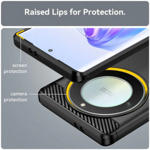 Husa pentru Honor Magic5 Lite - Techsuit Carbon Silicone - Black - Img 6