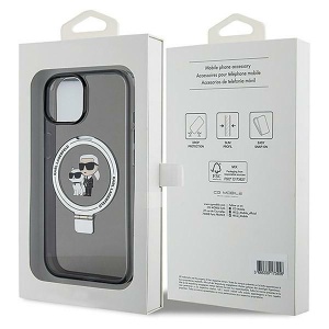 Husa pentru iPhone 14 - Karl Lagerfeld Hardcase Ring Stand MagSafe (KLHMP14SHMRSKCK) - Karl&Choupette - Img 7