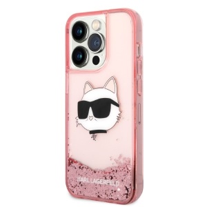 Husa pentru iPhone 14 Pro - Karl Lagerfeld Hardcase Glitter (KLHCP14LLNCHCP) - Pink Choupette Head - Img 7