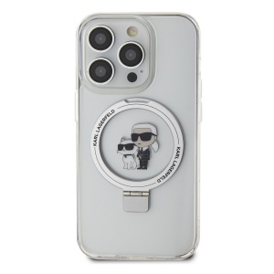 Husa pentru iPhone 14 Pro - Karl Lagerfeld Hardcase Ring Stand MagSafe (KLHMP14LHMRSKCH) - White Karl&Choupette - Img 4