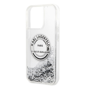 Husa pentru iPhone 14 Pro Max - Karl Lagerfeld Hardcase Liquid Glitter (KLHCP14XLCRSGRS) - Silver RSG - Img 2