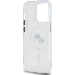 Husa pentru iPhone 14 Pro Max - Karl Lagerfeld IML MagSafe (KLHMP14XHLSKCH) - White Metal Karl&Choupette Head - Img 4