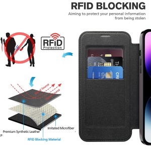 Husa pentru iPhone 14 Pro Max - Techsuit SmartMag Book Case - Black - Img 4