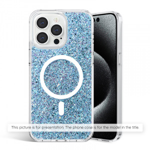 Husa pentru iPhone 14 Pro - Techsuit Sparkly Glitter MagSafe - Blue - Img 2