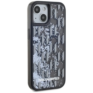 Husa pentru iPhone 15 - Karl Lagerfeld Hardcase Liquid Glitter (KLHCP15SLKLGKCCK) - Monogram - Img 2