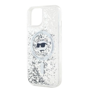 Husa pentru iPhone 15 - Karl Lagerfeld Liquid Glitter MagSafe (KLHMP15SLGCHSGH) - Clear Choupette Head - Img 2