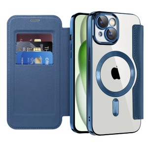 Husa pentru iPhone 15 Plus - Techsuit SmartMag Book Case - Blue
