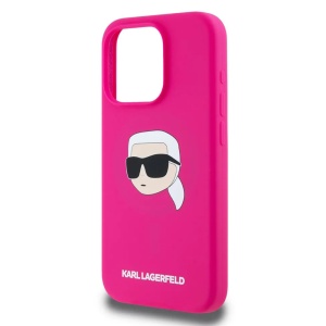 Husa pentru iPhone 15 Pro - Karl Lagerfeld Silicone MagSafe (KLHMP15LSKHPPLF) - Fuchsia Karl`s Head - Img 3