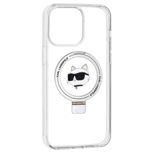 Husa pentru iPhone 15 Pro Max - Karl Lagerfeld Hardcase Ring Stand MagSafe (KLHMP15XHMRSCHH) - White Choupette Head - Img 8