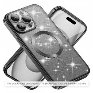 Husa pentru iPhone 15 Pro Max - Techsuit Luxury Glitter MagSafe - Black - Img 2