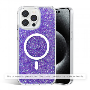 Husa pentru iPhone 15 Pro - Techsuit Sparkly Glitter MagSafe - Purple - Img 2