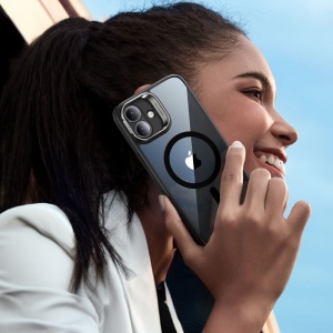Husa pentru iPhone 16 + Folie - ESR Classic Hybrid HaloLock Kickstand - Clear Black - Img 4