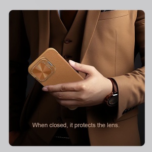 Husa pentru iPhone 16 - Nillkin Qin Prop Leather Case - Brown - Img 5