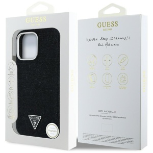 Husa pentru iPhone 16 Pro - Guess Denim Triangle Logo MagSafe (GUHMP16LRJFWTLK) - Black - Img 11