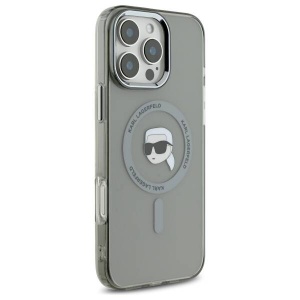 Husa pentru iPhone 16 Pro - Karl Lagerfeld IML MagSafe (KLHMP16LHLSKIK) - Metal Karl`s Head - Img 3