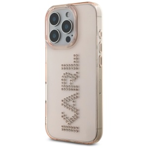 Husa pentru iPhone 16 Pro - Karl Lagerfeld IML Rhinestones (KLHCP16LHKLSTDCP) - Pink Logo - Img 4